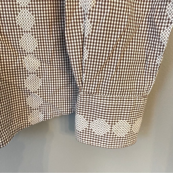 Wrangler Brown and White Plaid Western Style Collared Dress Shirt - Picture 7 of 11